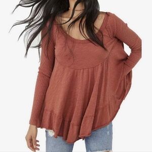 Free People Sundae Ginger Snap Long Sleeve Blouse